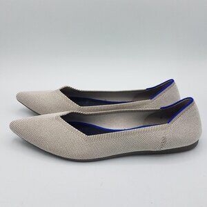 Rothys The Point Shoes Gray Knit Womens 10 Pointed Toe Comfort Flats Casual